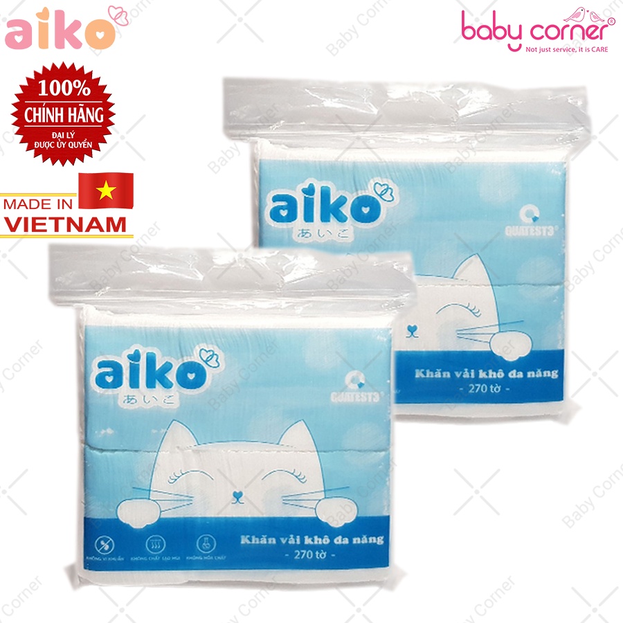 Khăn Vải Khô Đa Năng Aiko Gói 270 Tờ Cho Bé