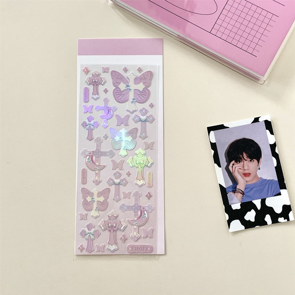 Thẻ Đánh Dấu Trang Trí Sổ Tay Hình Cây Kem Gấu 3D Màu Laser diy