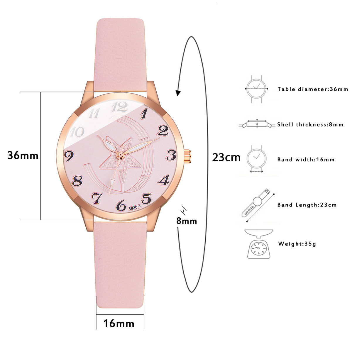 Đồng Hồ Quartz Nữ Dây Da Mặt Ngôi Sao Phong Cách Hàn Quốc | BigBuy360 - bigbuy360.vn