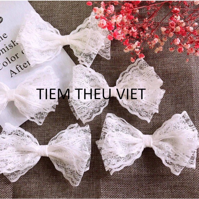 Kẹp Tóc 3 Lớp Tiệm Thêu Việt Chất Liệu Ren