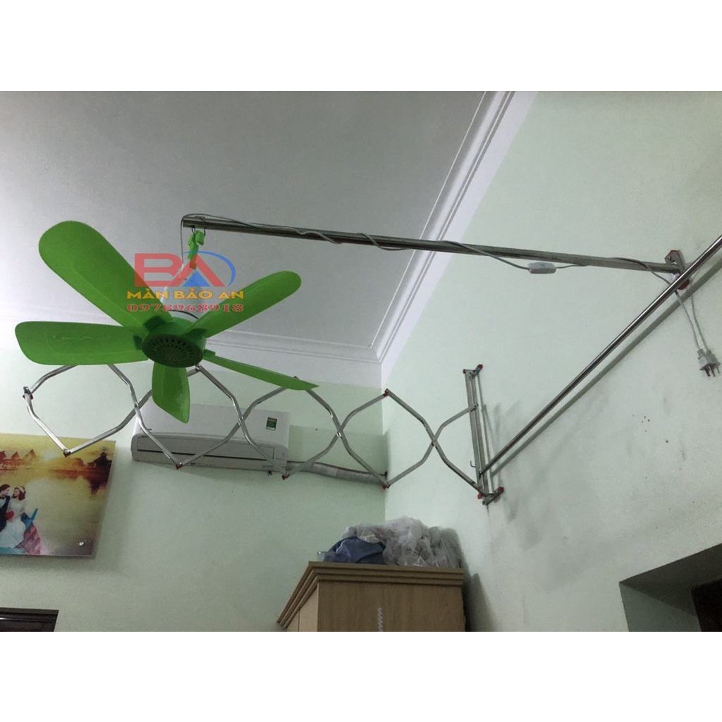 Quạt màn +thanh treo quạt inox 201 Tiến Đạt đóng tường chắc chăn