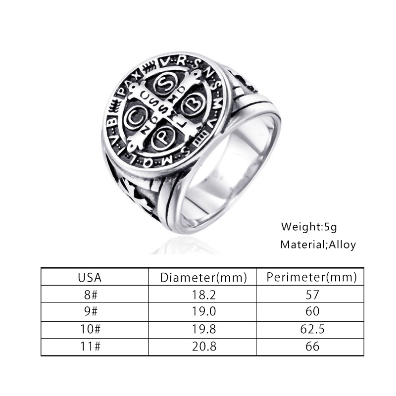 Nhẫn thép không gỉ màu đen hình thánh giá cho nam