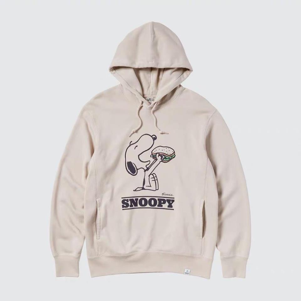 ÁO NỈ MŨ HODDIES CHUI SNOPY MÀU BE