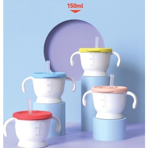 Cốc (Ly) tập uống, tập hút Kichilachi 3 giai đoạn cho bé (Màu ngẫu nhiên) - Có vạch chia 150ml