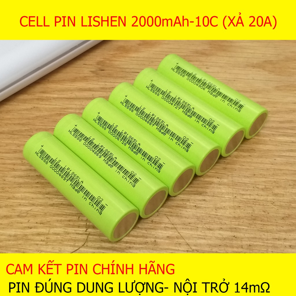 Cell Pin Lishen Xanh Chính Hãng 2000mAh-10C (XẢ 20A) - Pin Lisen 2A 18650 Xả Cao 20A Giá Rẻ