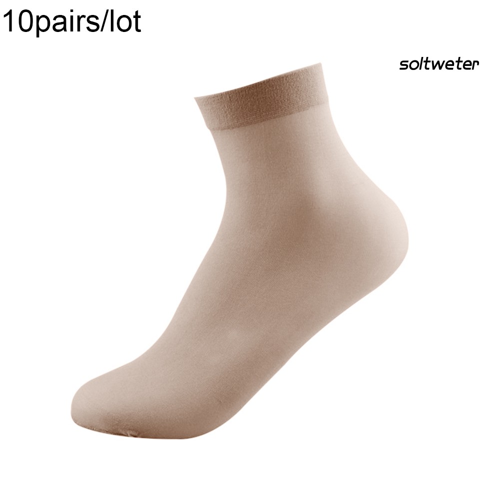 Set 10 Đôi Tất Lụa Màu Trơn Dùng Một Lần Cho Nam Nữ