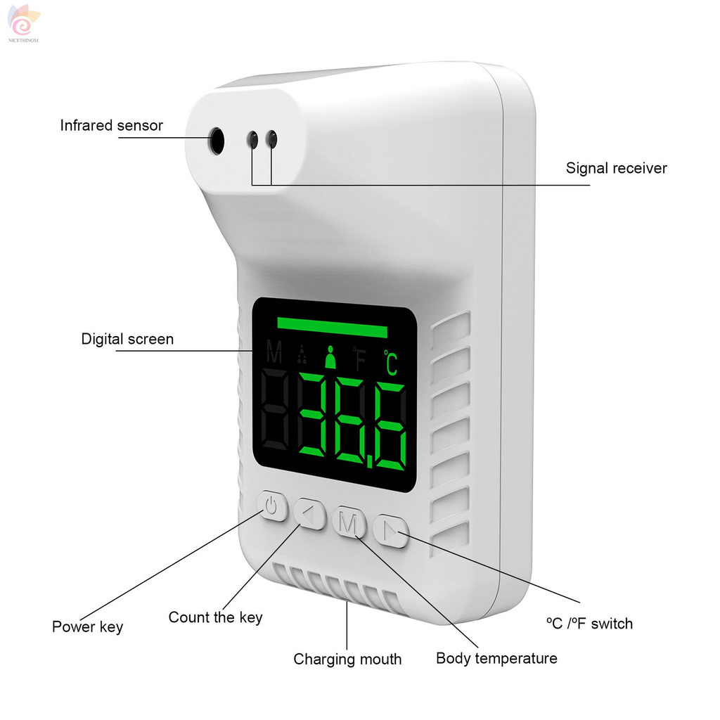 ET Tripod/Wall Mounted Non-contact Infrared Thermometer IR Temperature Meter Digital Display High Temperature Alarm ℃/℉ Switchable Human Forehead Infrared Temperature Detector