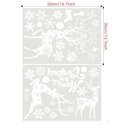 Decal dán tường Noel Hít Tĩnh Điện không Dơ Kính - Tuần lộc hoa tuyết trắng giáng sinh
