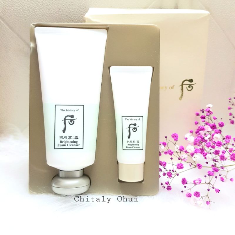 Set Sữa rửa mặt Whoo Brightening Cleansing foam 180ml tặng tuýp 40ml