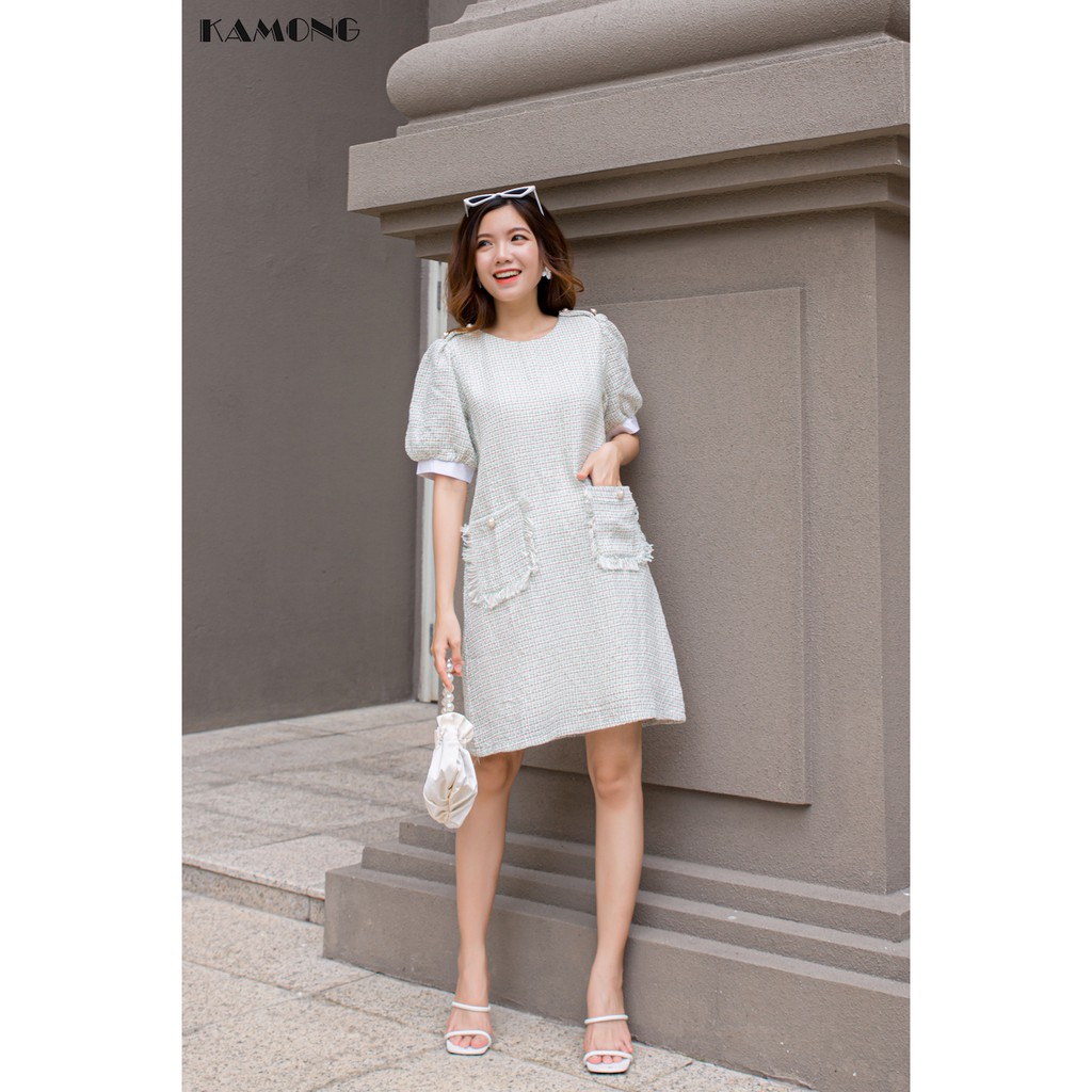Đầm suông 2 túi tua KAMONG D117 | BigBuy360 - bigbuy360.vn