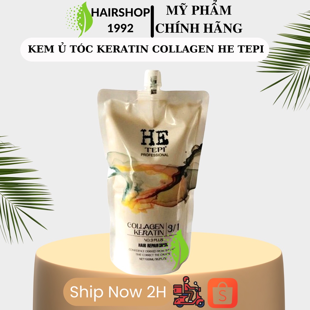 Kem ủ tóc collagen keratin HE TEPI phục hồi tái tạo cấu trúc tóc hư tổn hương nước hoa 1000ml chính hãng | HAIRSHOP_1992