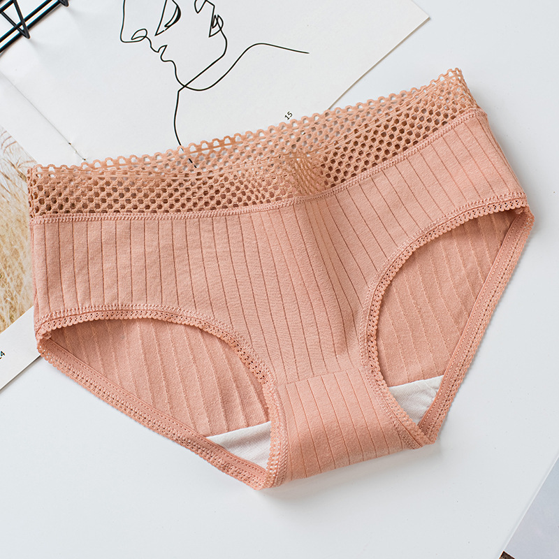 Quần lót cotton màu trơn kháng khuẩn kiểu dáng đơn giản xinh xắn cho nữ