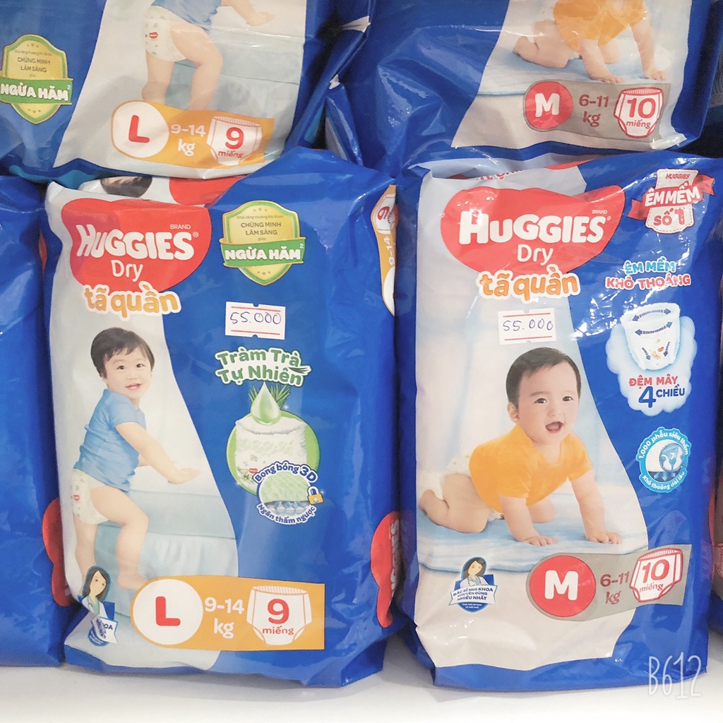 Tả quần Huggies Dry size M 10 miếng/ L 9 miếng/ XL 8 miếng/XXL 16 miếng