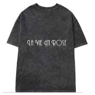 Áo thun wash xám lavie en rose