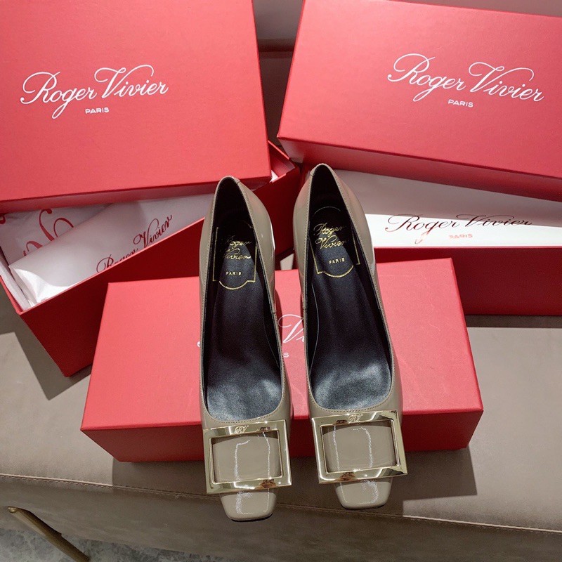 Giày cao gót mũi vuông 7.5cm Roger Vivier da thật cao cấp