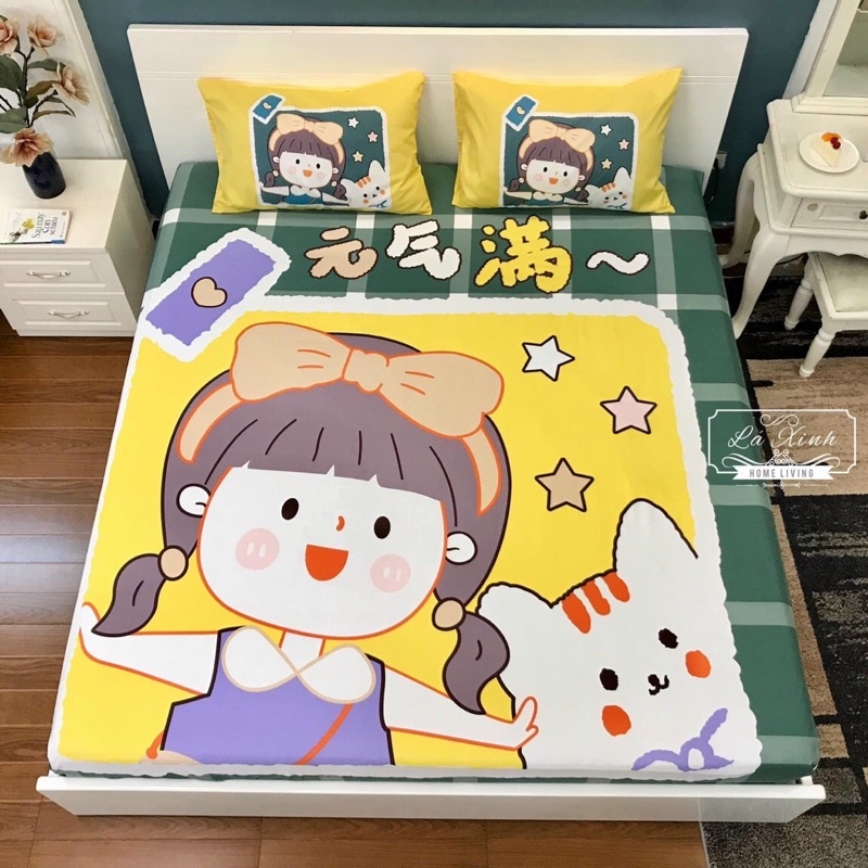 BỘ GA GỐI COTTON HOẠ TIẾT HOẠT HÌNH CHO BÉ DỄ THƯƠNG