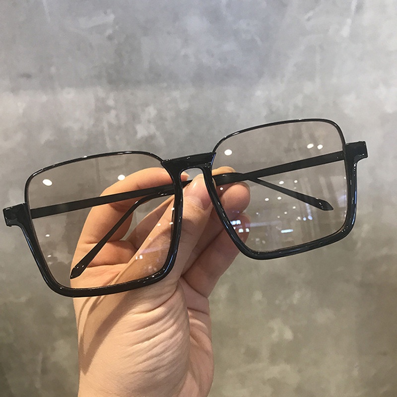 Kính Râm Khung Vuông Nửa Gọng Ngoại Cỡ Chống Ánh Sáng Xanh Phong Cách retro Thời Trang Đường Phố Cho Nữ