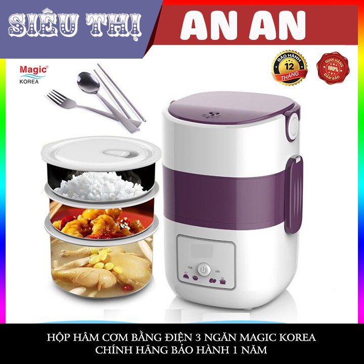 Hộp hâm nấu cơm điện MAGIC KOREA A-06 3 tầng công suất 250W nấu hâm giữ nhiệt bảo hành 12 tháng