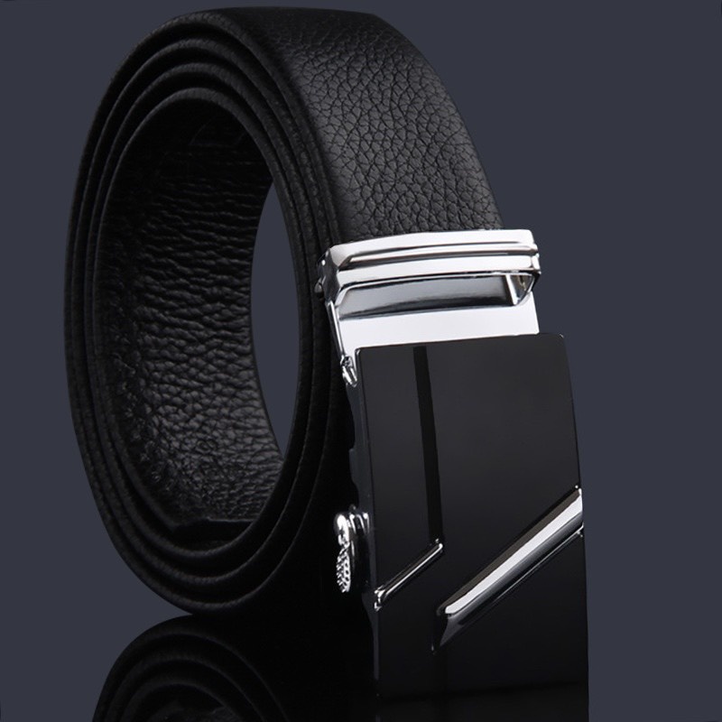 Thắt Lưng Da Bò Nam Cao Cấp Khóa Tự Động Mặt Phối Kẻ Chéo Kiểu Dáng Sang Trọng Lịch Lãm Bền Đẹp