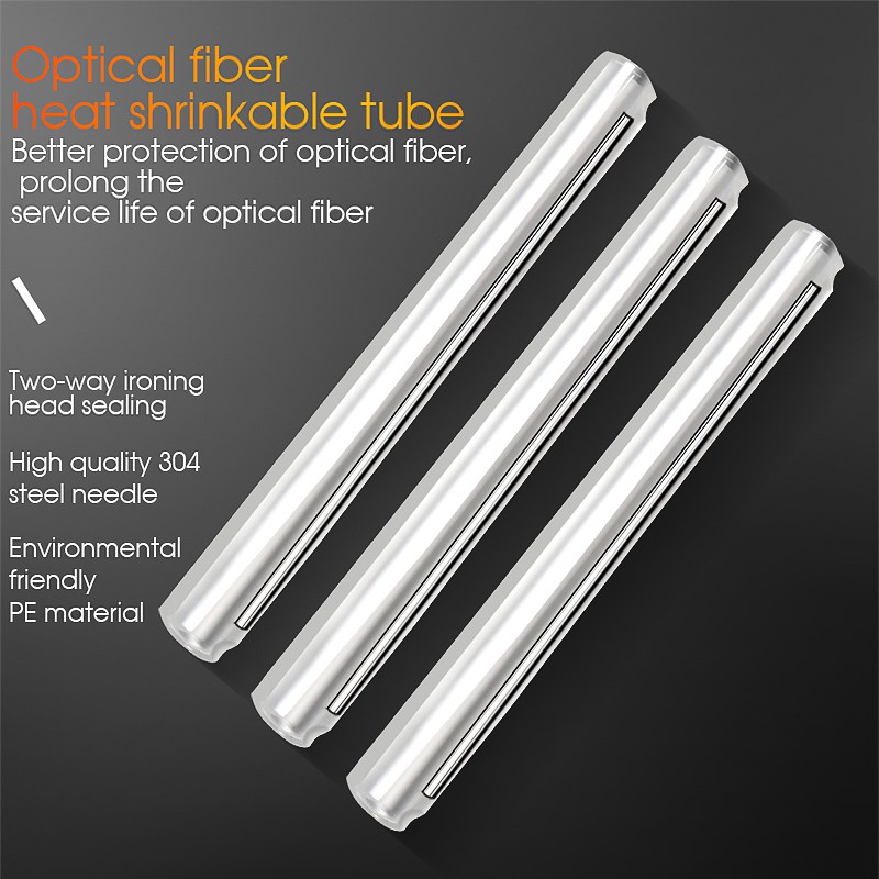 100 cái Sợi trần Ống co nhiệt bằng thép không gỉ sợi trong suốt Ống co nhiệt 60mm Ống nối sợi quang Ống nối ống