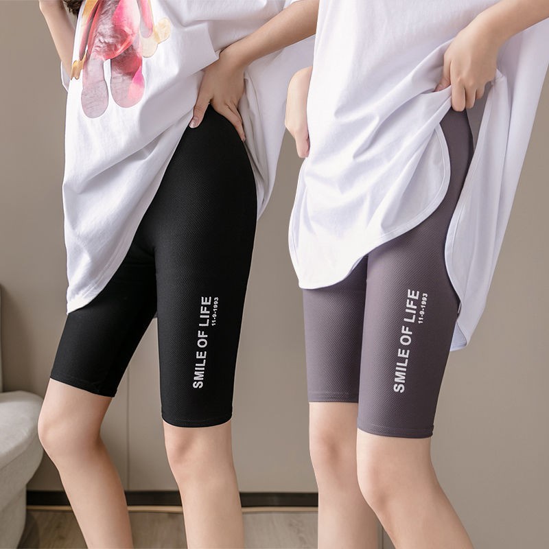 ba điểm / năm Đá quần legging lụa séc nữ có thể mặc ngoài quần, sinh đùi cạp cao an toàn bó sát