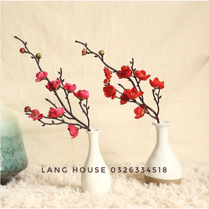 Hoa Giả Lụa - CÀNH HOA ĐÀO MINI LOẠI 1 TRANG TRÍ DECOR