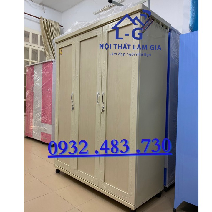 Tủ sắt quần áo lắp ráp Trung Hưng ngang 1m35x1m8 màu kem sữa , TQA135