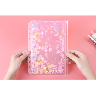 (Video) Túi zip Lấp lánh 6 lỗ sổ còng Planner A5/A6