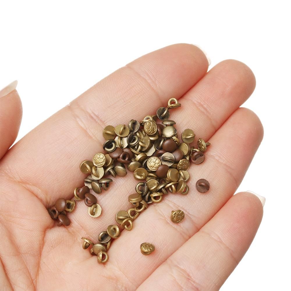 Set 20/40 nút kim loại mini 4mm in họa tiết dễ thương nhiều màu sắc dùng trang trí quần áo búp bê DIY