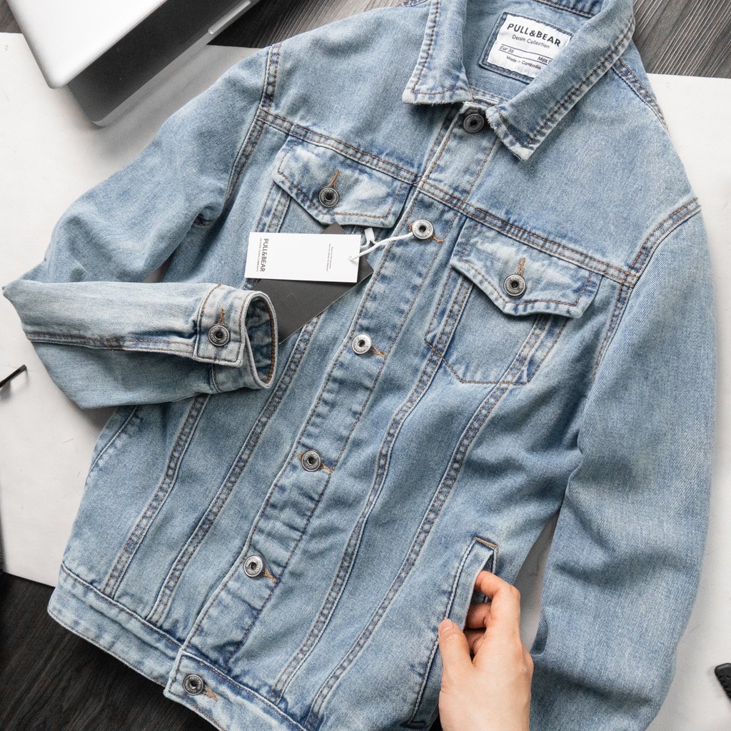 Áo Khoác Bò Denim Jacket Form Rộng Unisex Nam Nữ Thu Đông Cực Ngầu [ TẶNG 1 ĐÔI TẤT ]