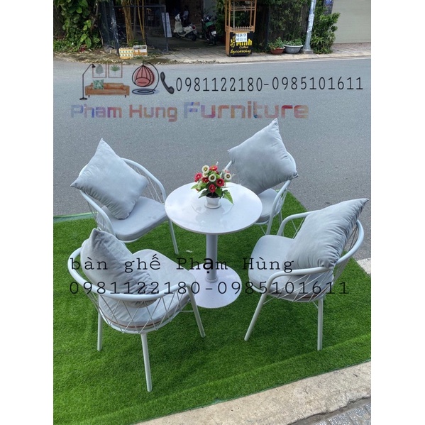 bộ bàn ghế sắt cf, bàn ghế ngoài trời bàn ghế ban công bàn ghế cf trà sữa