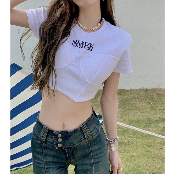 QADCOL  Áo Thun Tay Ngắn Dáng Ôm Trẻ Trung Hợp Thời Trang Cho Bạn Gái