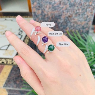 [FREE SHIP] Nhẫn Hồ Ly Bạc Mix Đá Phong Thủy May Mắn HK001
