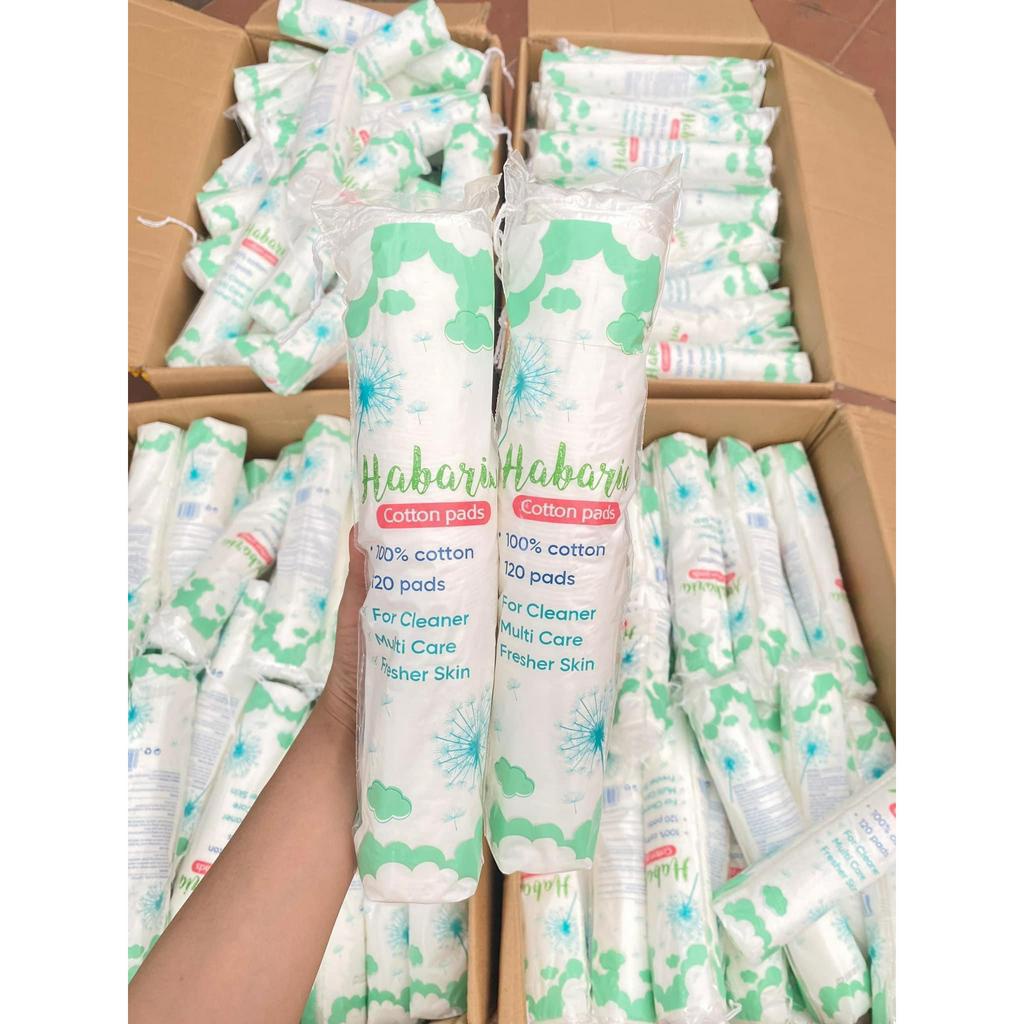 Bông tẩy trang Habaria 120 miếng Cotton Pads dạng tròn 100% cotton