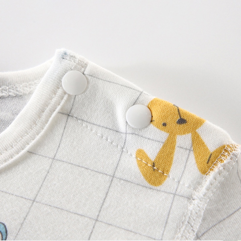 Bộ Áo Liền Quần Cotton Tay Dài In Họa Tiết Hoạt Hình Dễ Thương Cho Bé