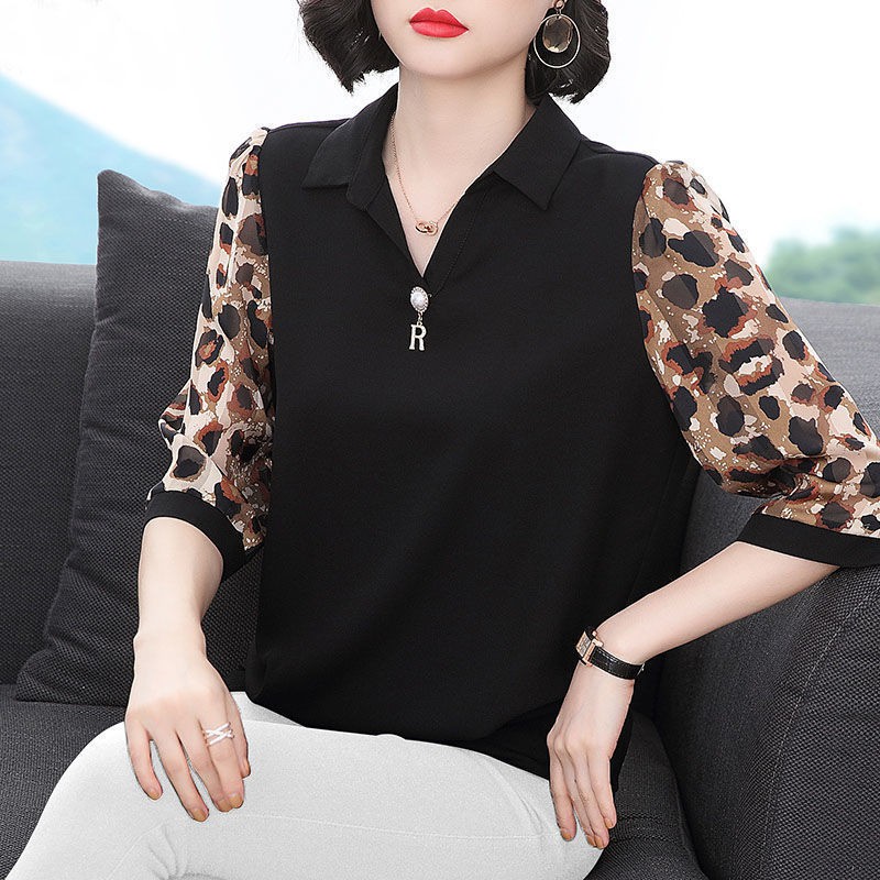 Đầu xuân của các bà mẹ trung niên trang phục mới 2021 Áo sơ mi voan tay ba phần tư, áo sơ mi nữ, áo lưới rời với tay áo | BigBuy360 - bigbuy360.vn