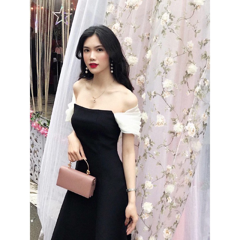 [ xả kho ] MiD Đầm V1247 trễ vai dáng xòe trẻ trung Mie Design kèm ảnh thật