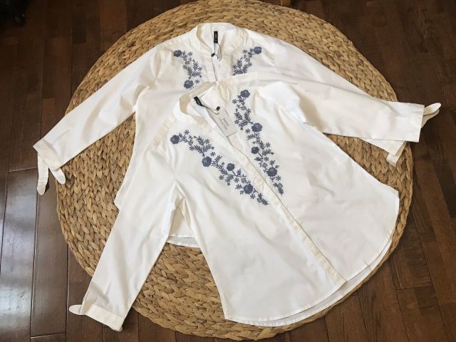 Áo sơ mi nữ trắng thêu tay nơ SHOJO