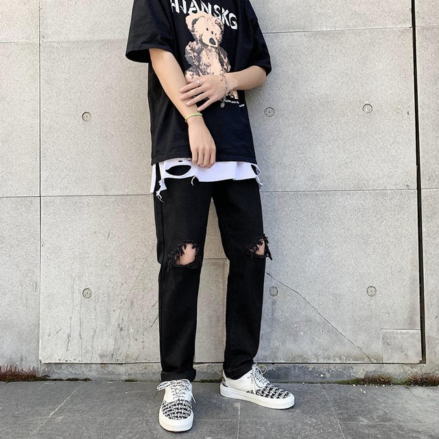 Quần jeans rách gối \ phong cách \ dáng skinny \ unisex \ hàng quảng châu - Q6 | BigBuy360 - bigbuy360.vn