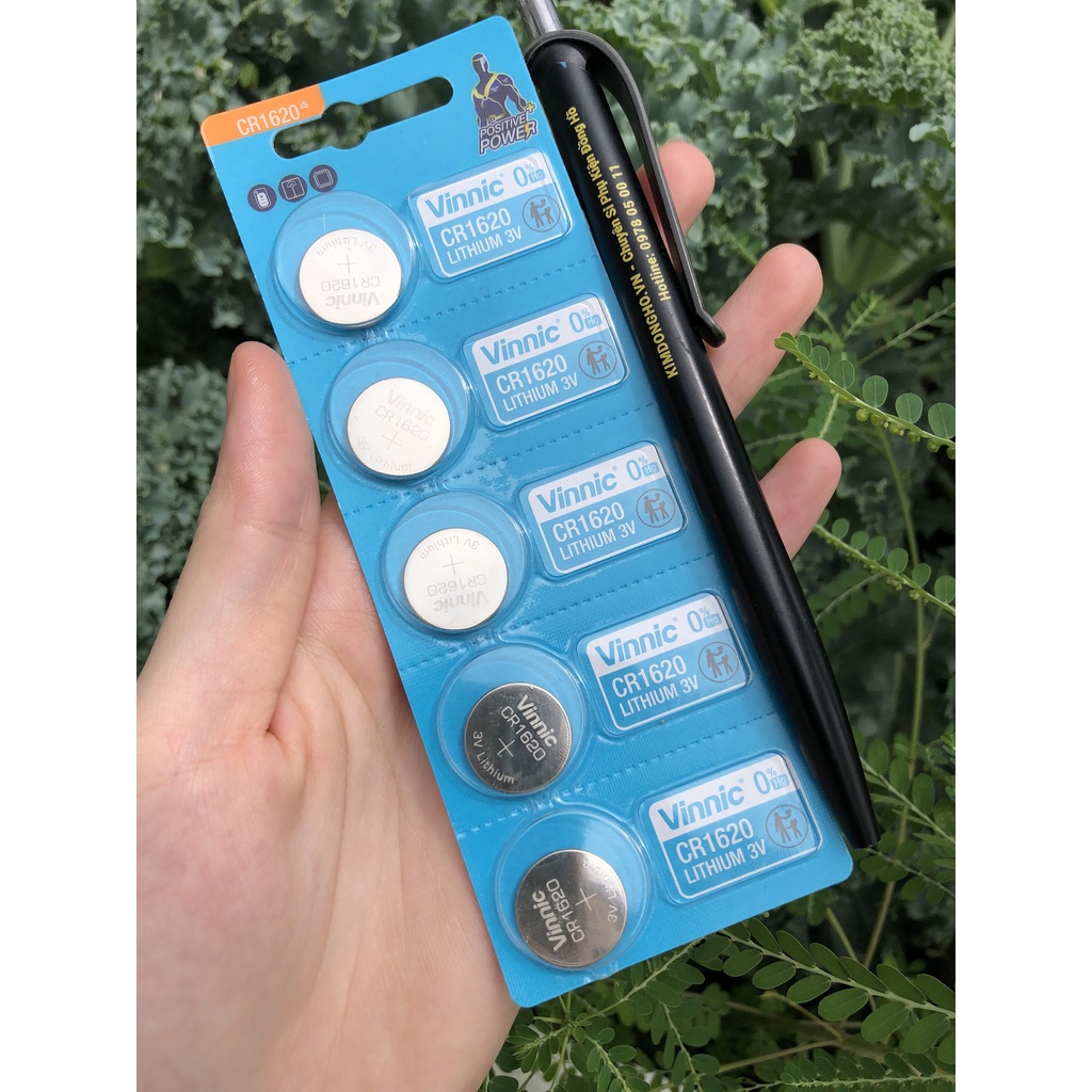 Vỉ 5 Viên Pin Đồng Hồ CR1620 1620 VINNIC Lithium 3V