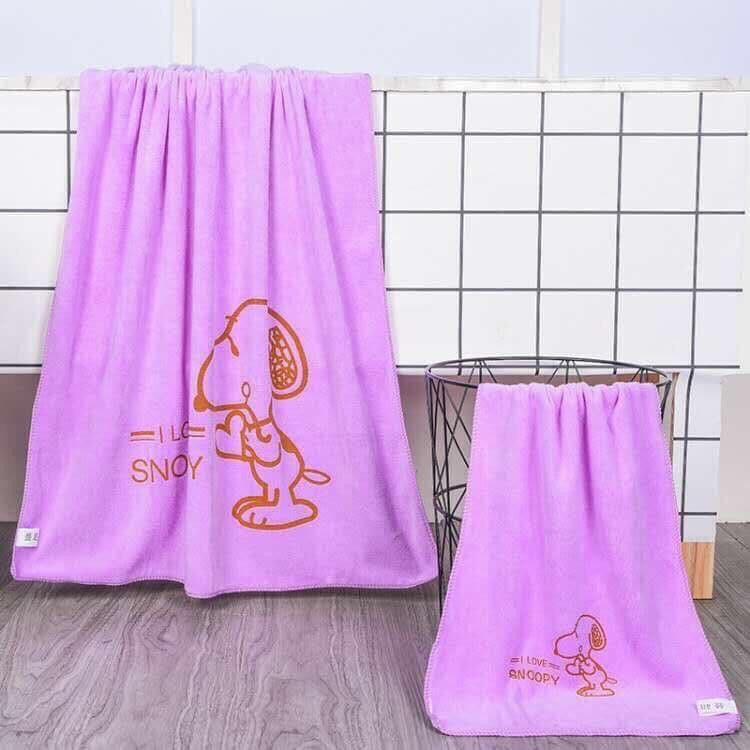 Set 2 khăn tắm Snoopy siêu mềm mịn, siêu thấm hút