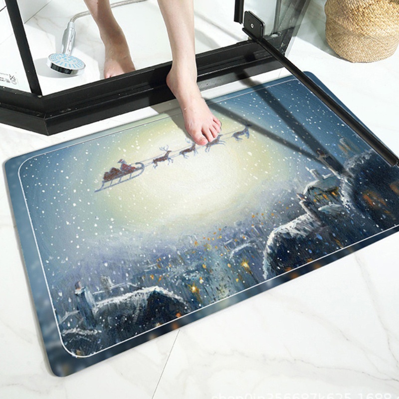 Thảm Lót Sàn Chống Trượt In Họa Tiết Giáng Sinh Trang Trí Nội Thất
