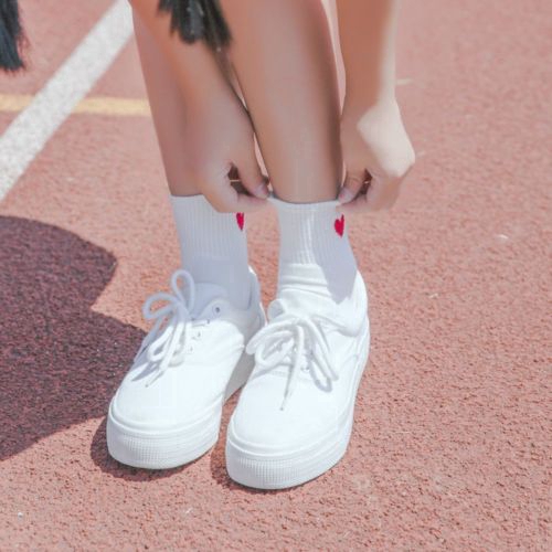 Vớ cotton qua mắt cá chân hình trái tim xinh xắn