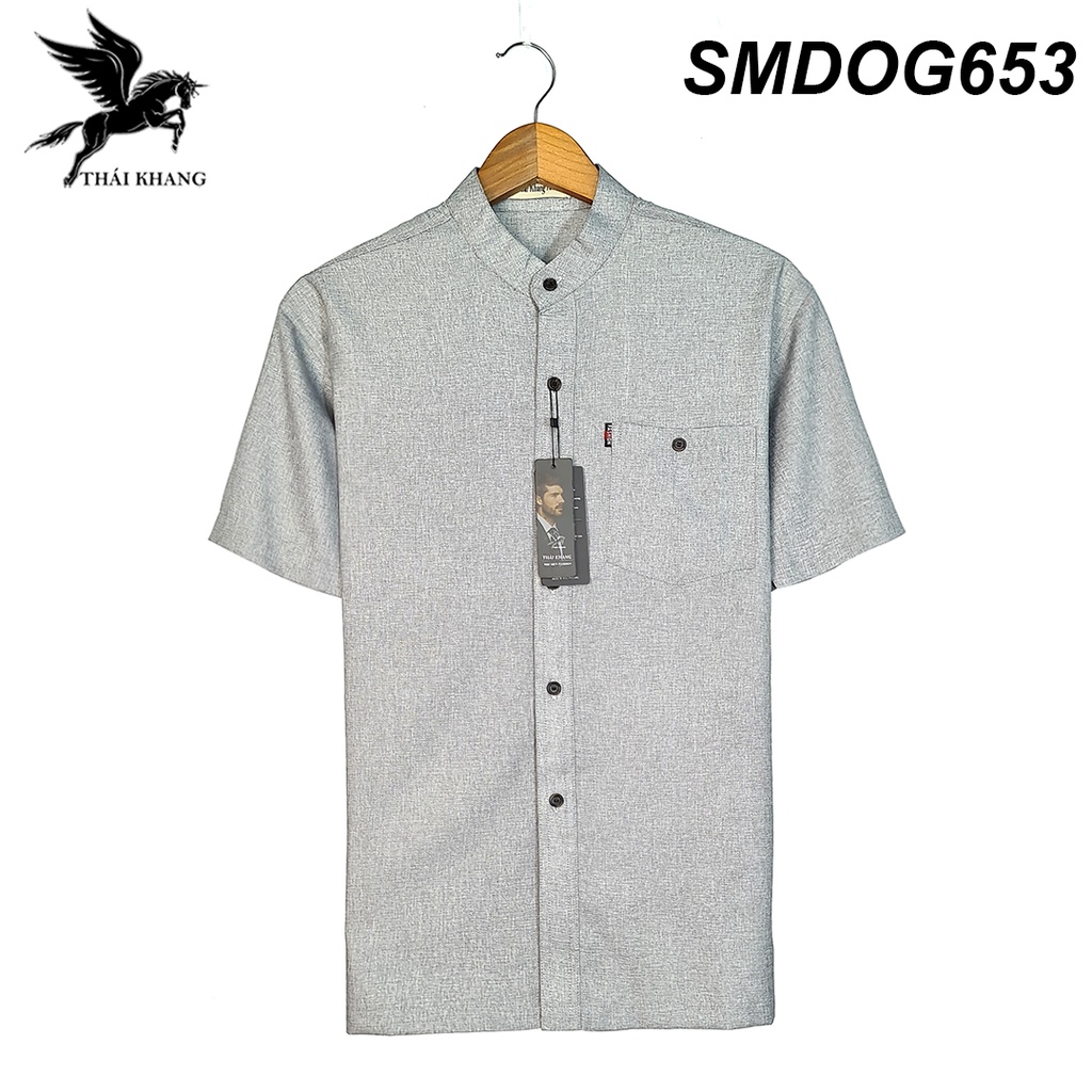 Áo sơ mi đũi cổ trụ nam tay ngắn trung niên SIÊU MÁT loại áo sơ mi nam trung niên form rộng cổ lãnh tụ ASMDOG65 | BigBuy360 - bigbuy360.vn