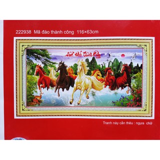 Tranh thêu chữ thập mã đáo thành công 222938