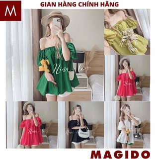 Áo trễ vai hàn quốc tay bồng nhiều mầu ulzzang vintage dễ thương dự tiệc -MAGIDO