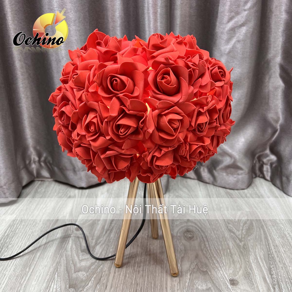 Đèn Ngủ Để Bàn Hình Hoa Hồng Loại Cao Cấp Ba Chân Vàng Sang Chảnh Để Trang Trí Phòng Ngủ (Hàng Có Sẵn)