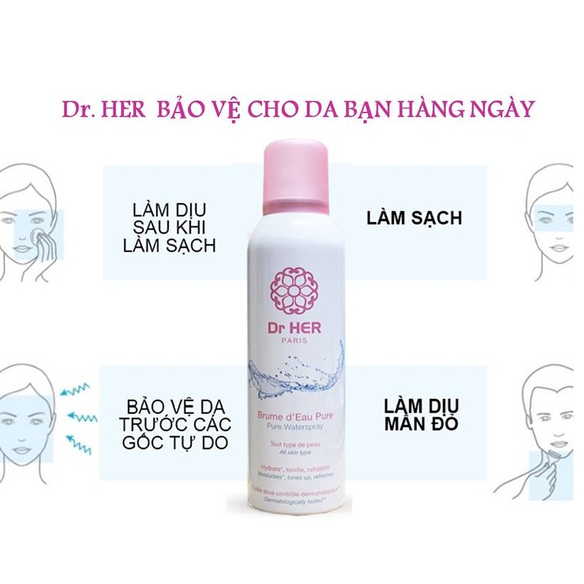 Combo 4 Chai Xịt Khoáng Cấp Ẩm Da Dr Her Paris 150ml ( 4x150ml)