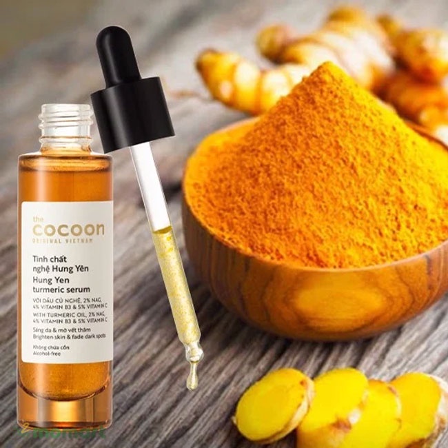 Tinh chất nghệ Hưng Yên Cocoon turmeric serum 30ml không chứa cồn, dưỡng sáng da và mờ vết thâm