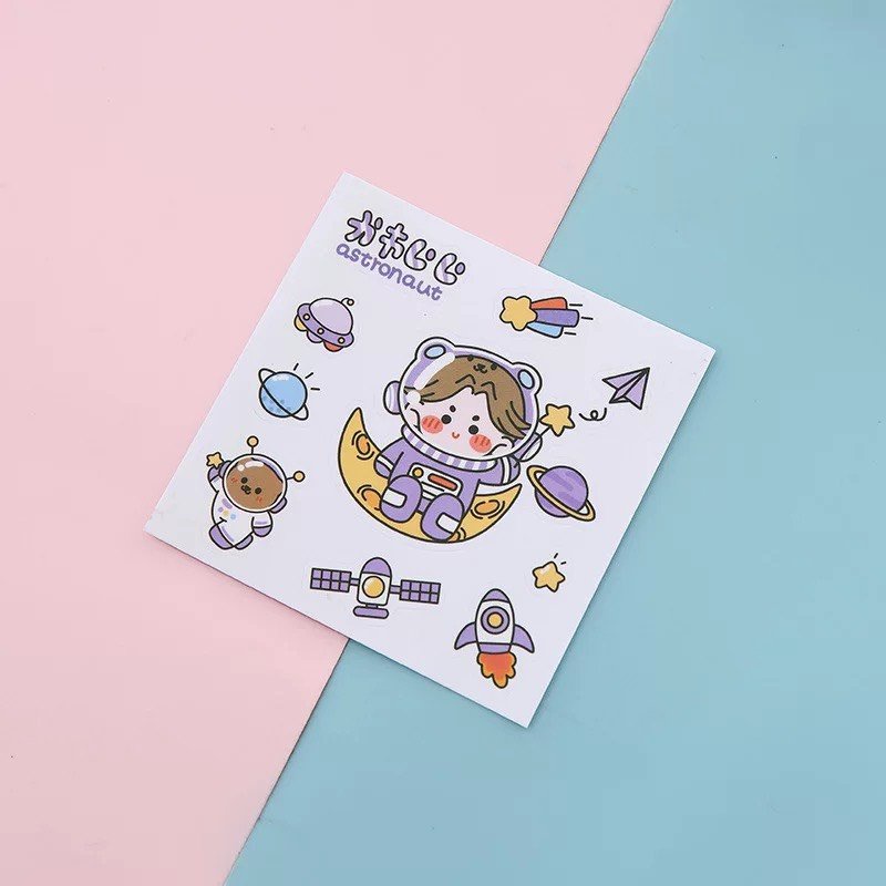 Set 9 Miếng dán Sticker trang trí cốc nước hình hoạt hình Hàn Quốc dễ thương DL03 WARM